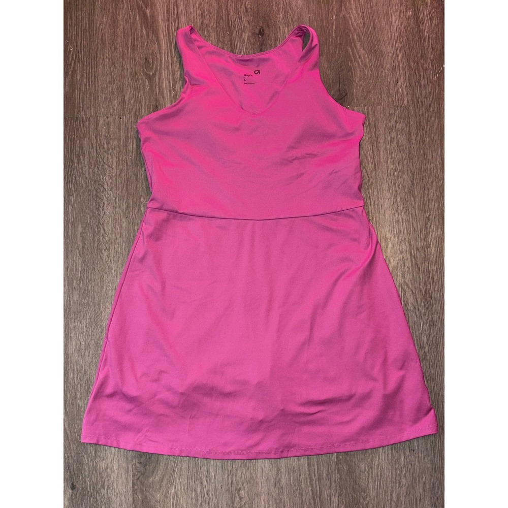 GapFit Pink Active Dress V-Neck Sleeveless B5 Built-in Shorts Pocket Large